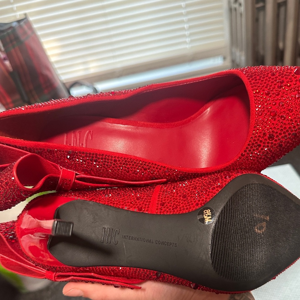 INC International Concepts Sparkling Red Heels - Picture 5 of 5